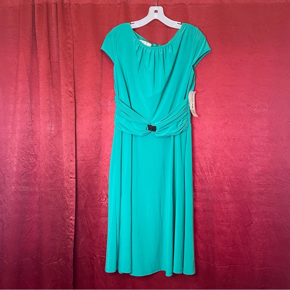 Evan Picone English Ivy Matte Jersey Zipper-Back Dress  size 10